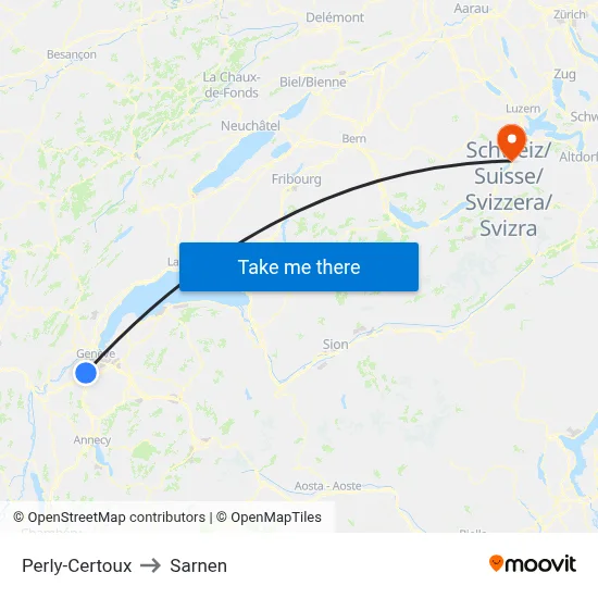 Perly-Certoux to Sarnen map