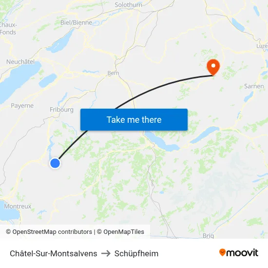 Châtel-Sur-Montsalvens to Schüpfheim map