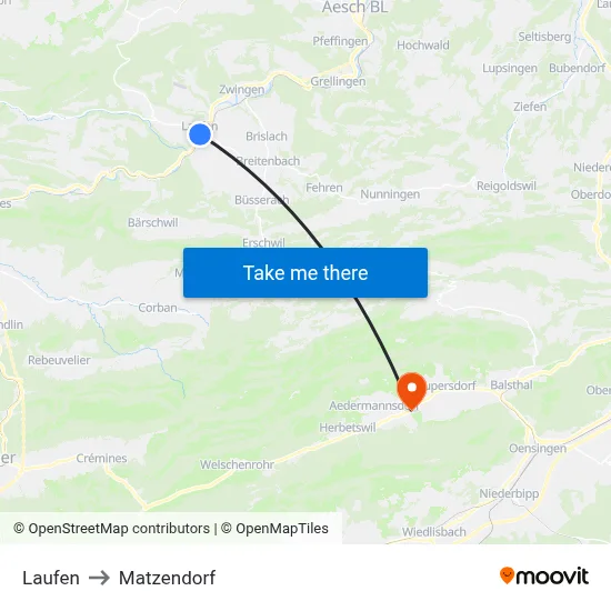 Laufen to Matzendorf map