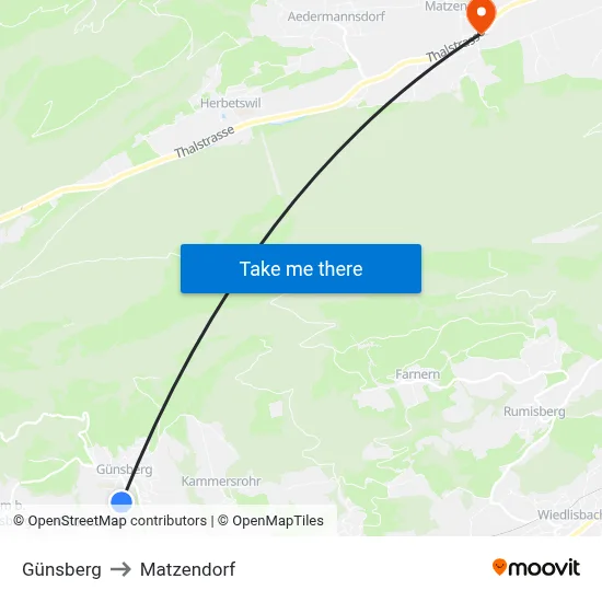 Günsberg to Matzendorf map