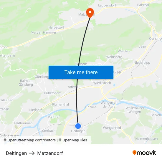 Deitingen to Matzendorf map