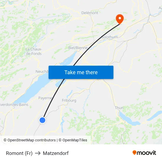 Romont (Fr) to Matzendorf map