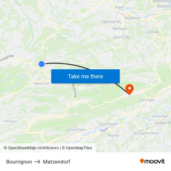 Bourrignon to Matzendorf map