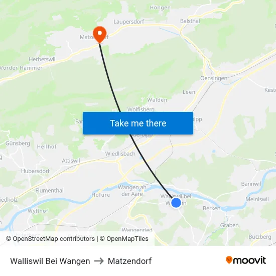 Walliswil Bei Wangen to Matzendorf map
