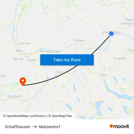 Schaffhausen to Matzendorf map