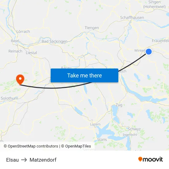 Elsau to Matzendorf map