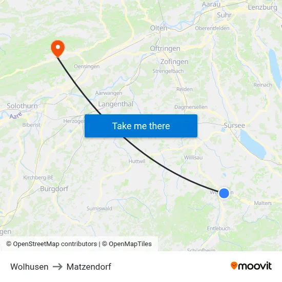 Wolhusen to Matzendorf map