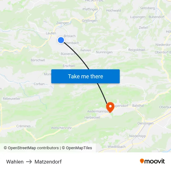Wahlen to Matzendorf map