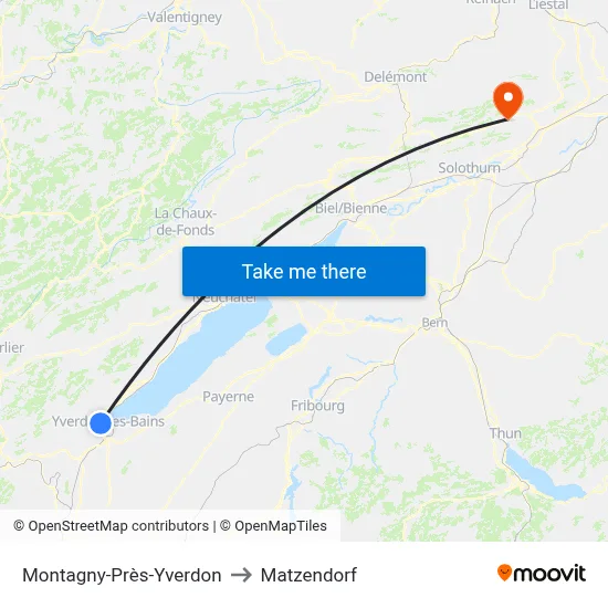 Montagny-Près-Yverdon to Matzendorf map
