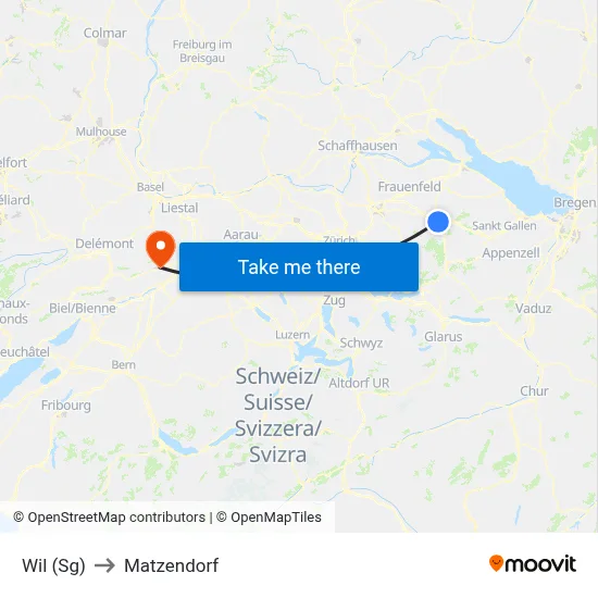 Wil (Sg) to Matzendorf map