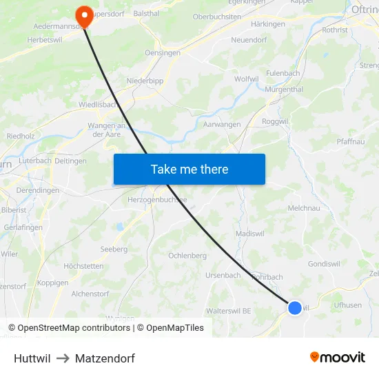Huttwil to Matzendorf map