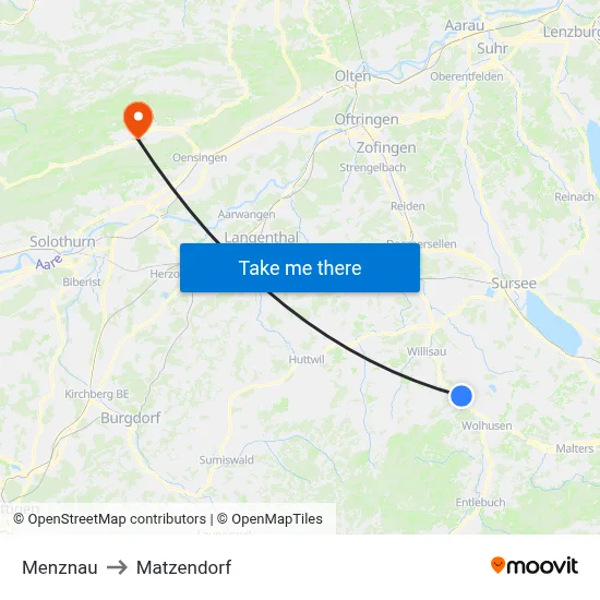 Menznau to Matzendorf map