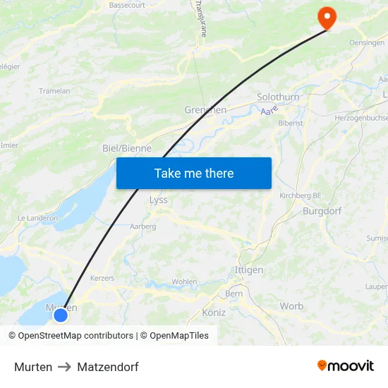 Murten to Matzendorf map