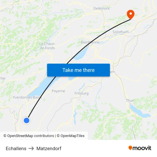 Echallens to Matzendorf map