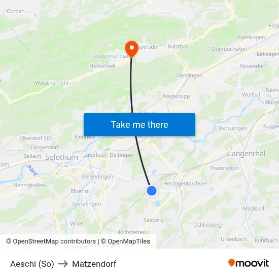 Aeschi (So) to Matzendorf map