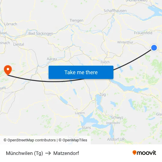 Münchwilen (Tg) to Matzendorf map