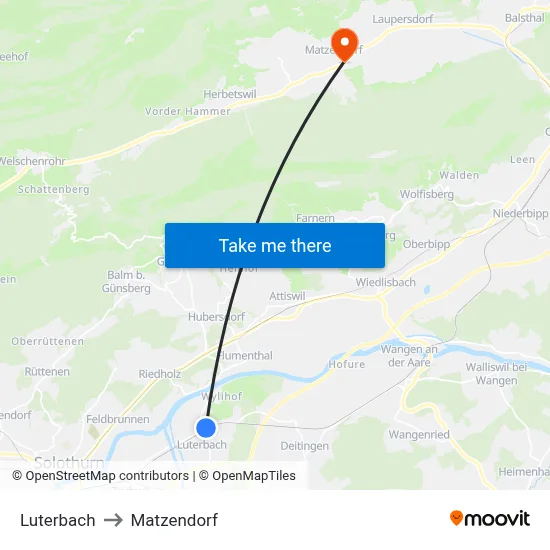 Luterbach to Matzendorf map