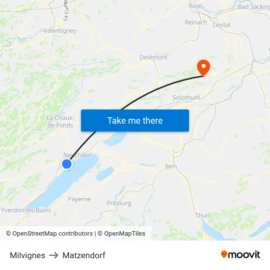 Milvignes to Matzendorf map