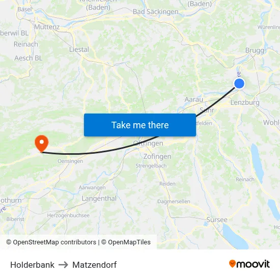Holderbank to Matzendorf map