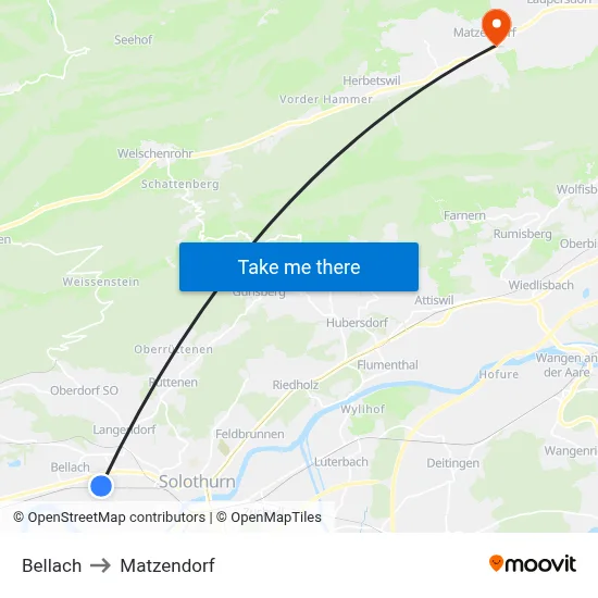 Bellach to Matzendorf map