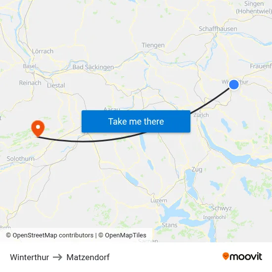 Winterthur to Matzendorf map