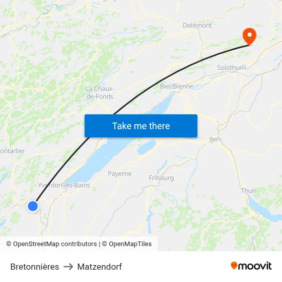 Bretonnières to Matzendorf map