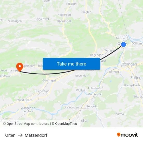 Olten to Matzendorf map