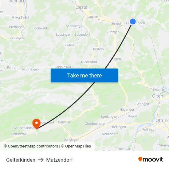 Gelterkinden to Matzendorf map
