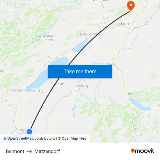 Belmont to Matzendorf map