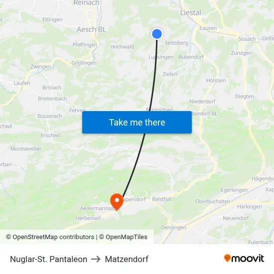Nuglar-St. Pantaleon to Matzendorf map