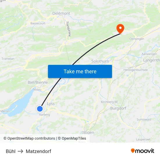 Bühl to Matzendorf map