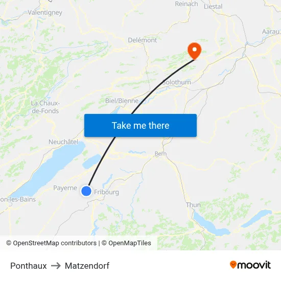 Ponthaux to Matzendorf map