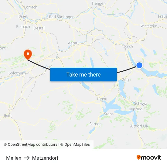 Meilen to Matzendorf map