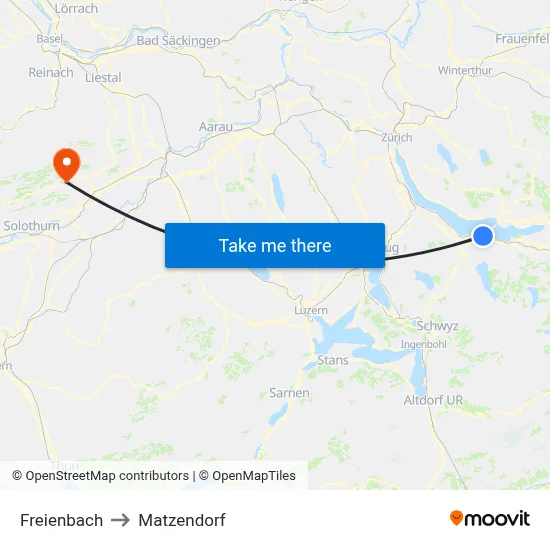 Freienbach to Matzendorf map