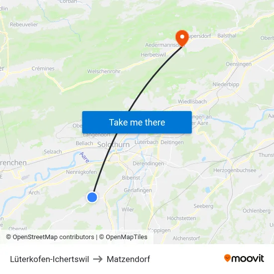Lüterkofen-Ichertswil to Matzendorf map