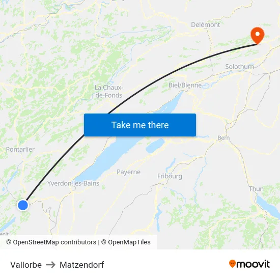 Vallorbe to Matzendorf map