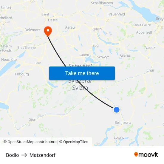 Bodio to Matzendorf map