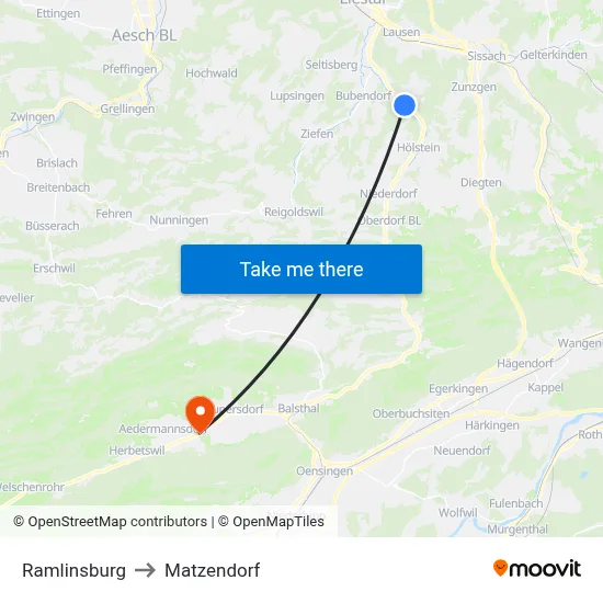 Ramlinsburg to Matzendorf map
