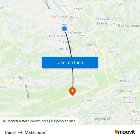 Basel to Matzendorf map