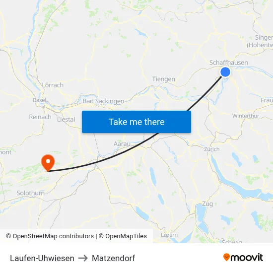 Laufen-Uhwiesen to Matzendorf map