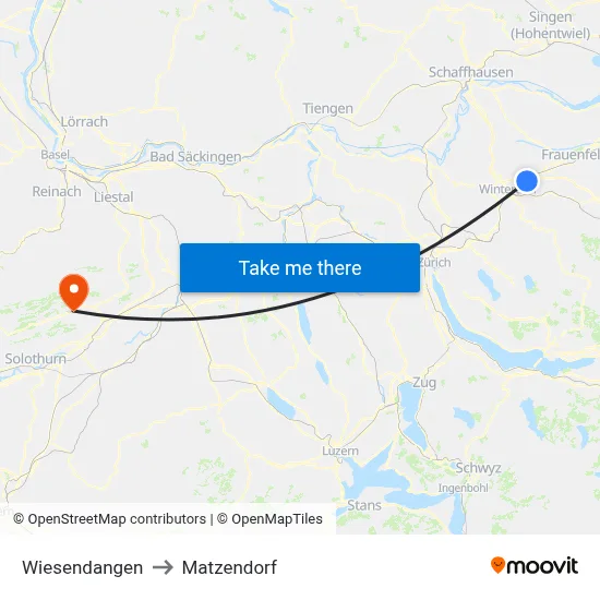 Wiesendangen to Matzendorf map