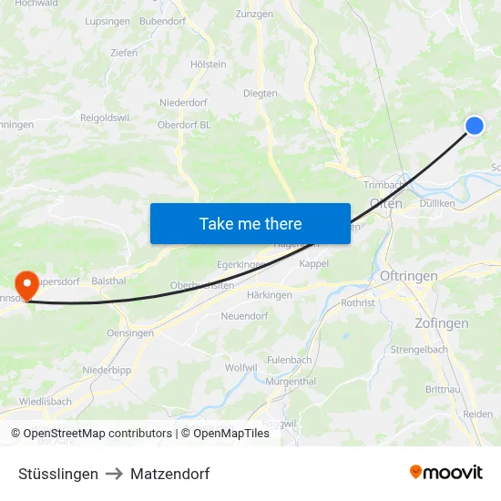 Stüsslingen to Matzendorf map