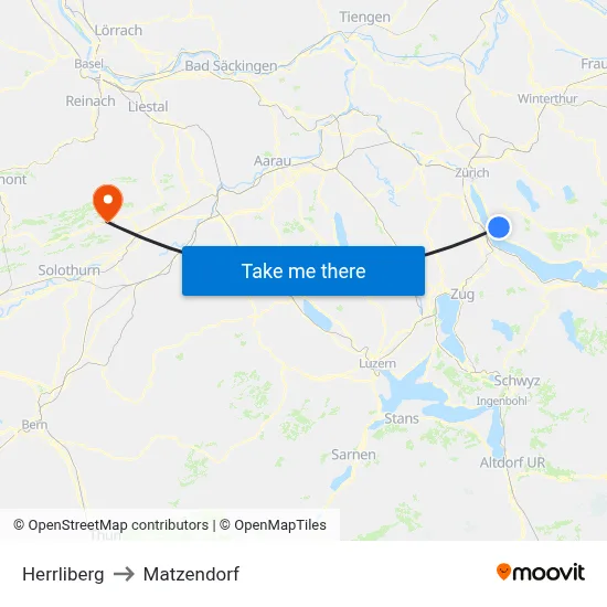 Herrliberg to Matzendorf map