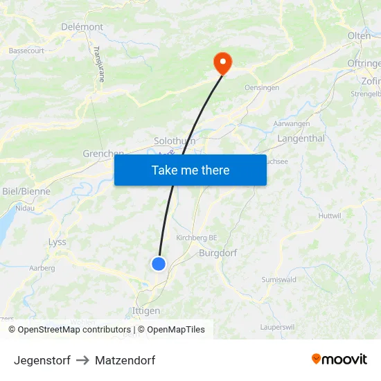 Jegenstorf to Matzendorf map