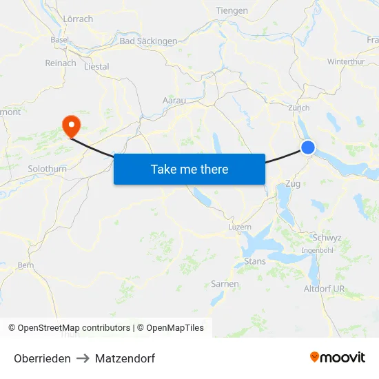Oberrieden to Matzendorf map