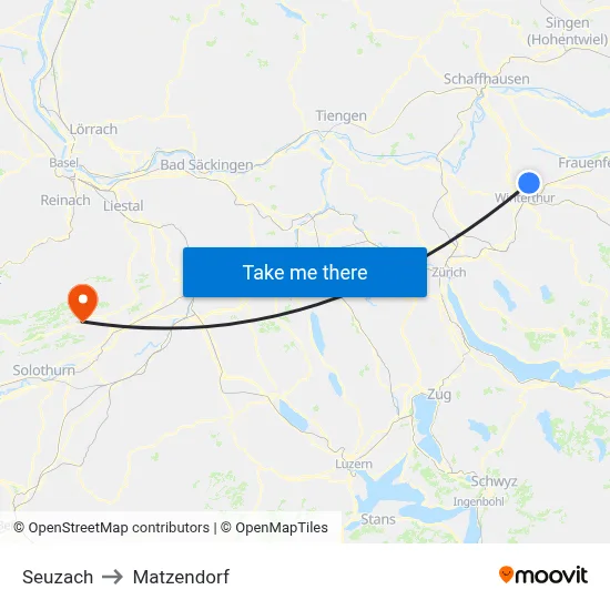 Seuzach to Matzendorf map