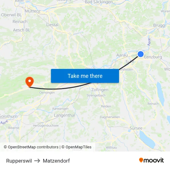 Rupperswil to Matzendorf map