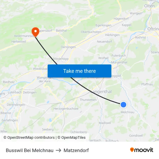 Busswil Bei Melchnau to Matzendorf map