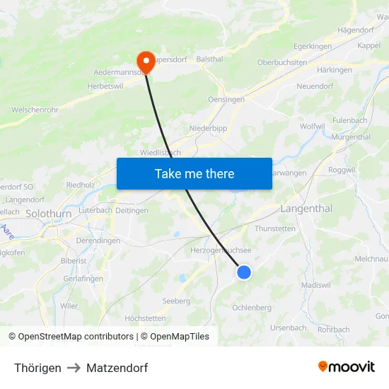 Thörigen to Matzendorf map