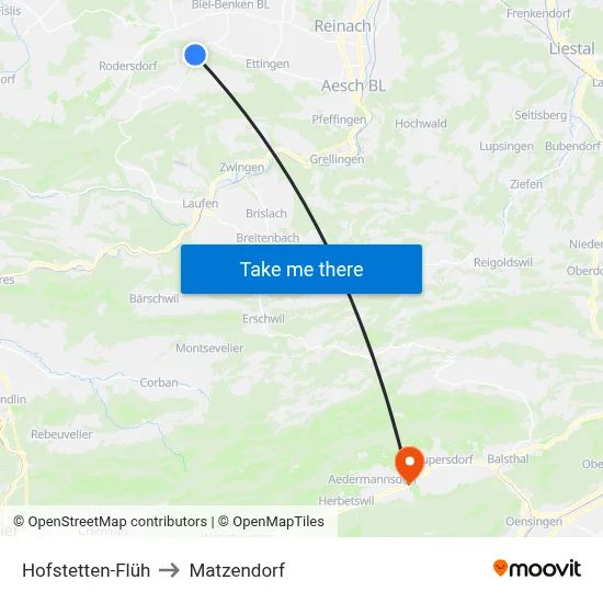 Hofstetten-Flüh to Matzendorf map
